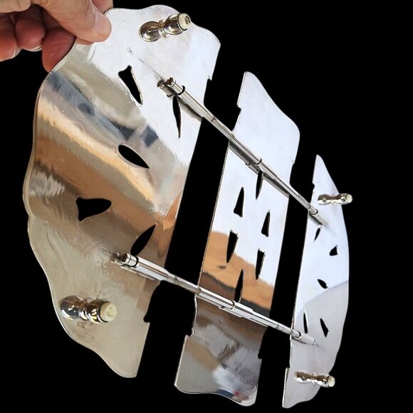 Mid-Century Italian Silverplate Expandable Trivet DelBerti Holiday Hot Plate - Picture 12 of 13